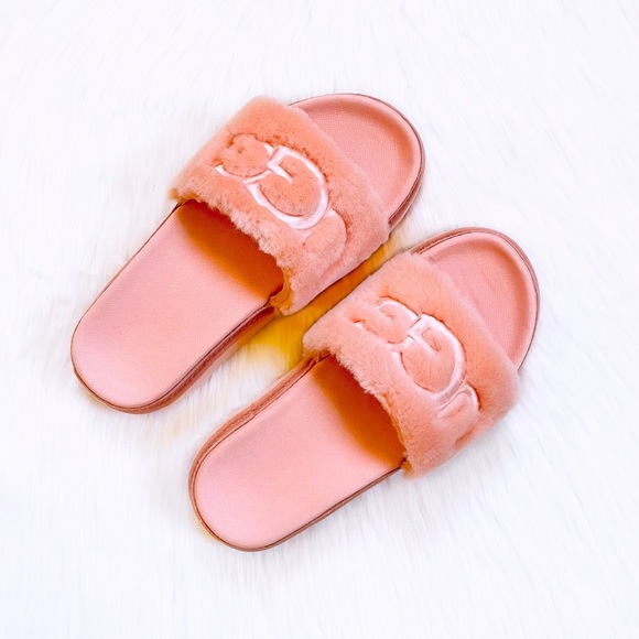 UGG Women’s Laton Fur Slides In Beverly Pink - Picture 4 of 7